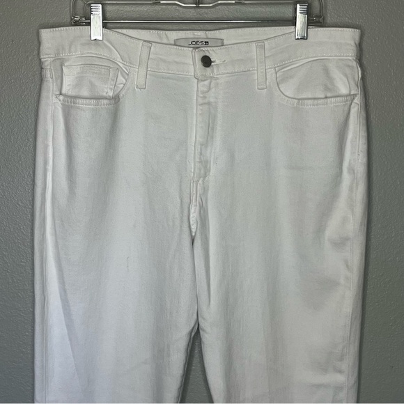 Joes Highrise Bootcut Denim Jeans Women 33 White Raw Slit Hem Pockets Zip NWT* - Picture 2 of 10